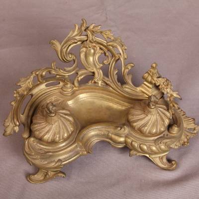 Beautiful gilded bronze encrier at the end 19 th Louis XV Napoleon III