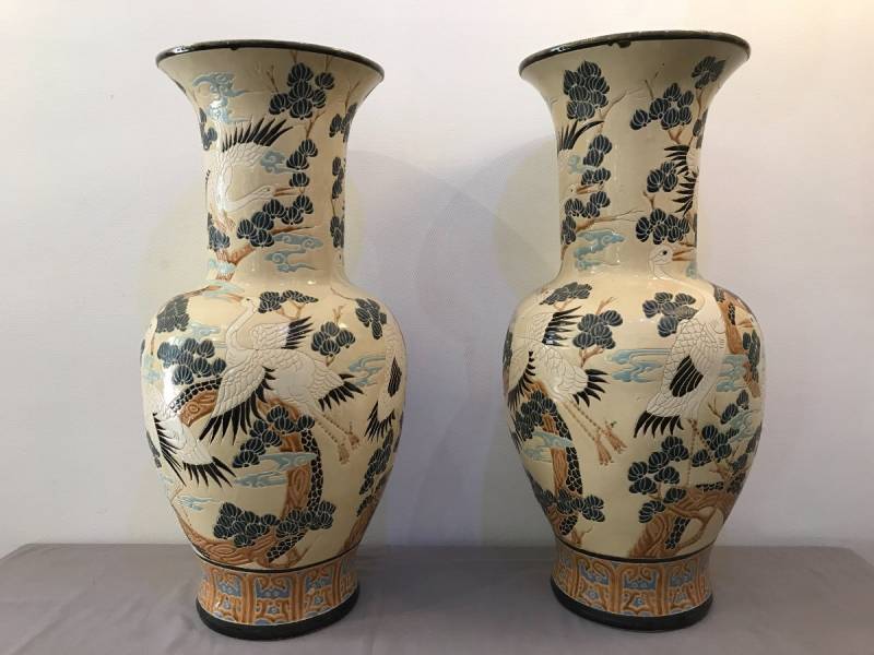 Pair of large Chinese decorative vases