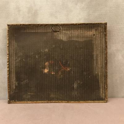 Pair of decorative plates in polished brass of epoch 19 th