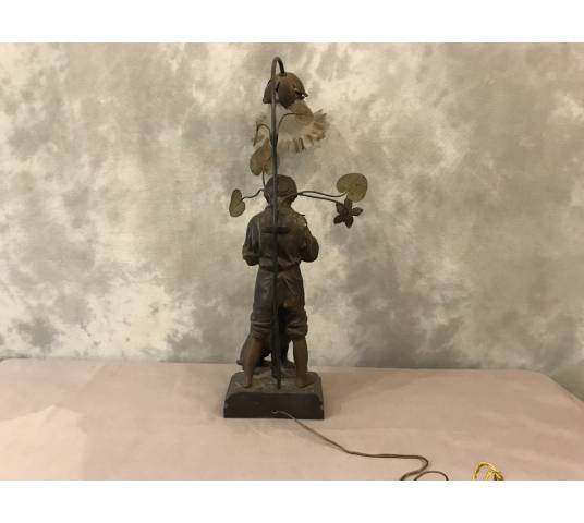 Lampe ancienne en régule vers 1900 ( signé ROUSSEAU)