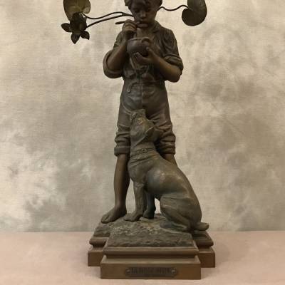 Lampe ancienne en régule vers 1900 ( signé ROUSSEAU)
