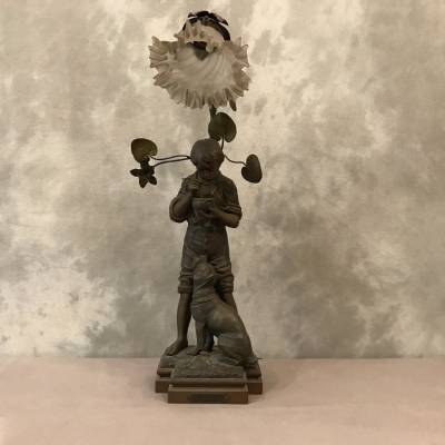 Lampe ancienne en régule vers 1900 ( signé ROUSSEAU)