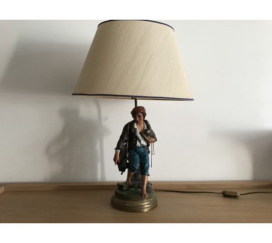 lampe en régule peinte polichrome 19ème