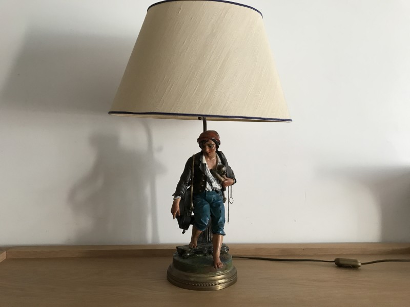 lampe en régule peinte polichrome 19ème