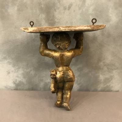 console murale en bois doré d'époque 19 ème