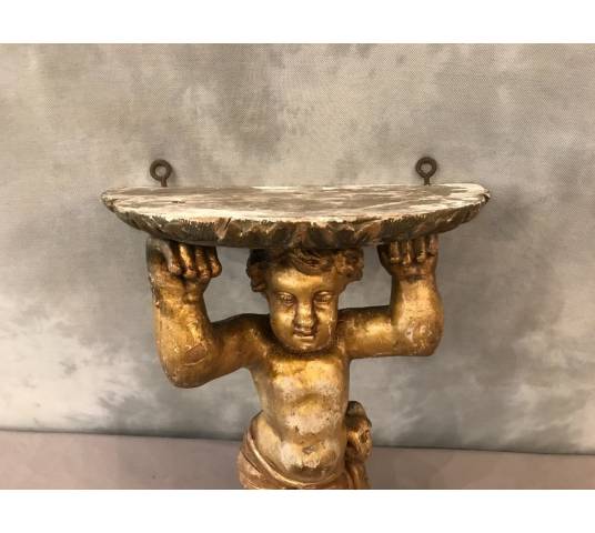 console murale en bois doré d'époque 19 ème