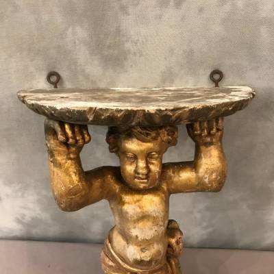 console murale en bois doré d'époque 19 ème