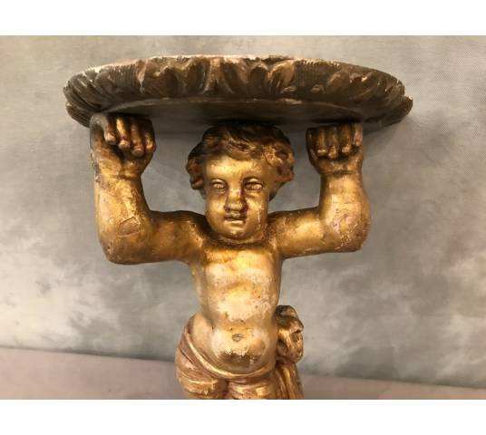 console murale en bois doré d'époque 19 ème