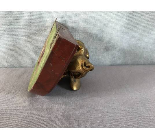 Bronze dog head on pedestal in period marble 19 th