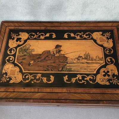 Period Stationery Wooden Gaming Box 19 th