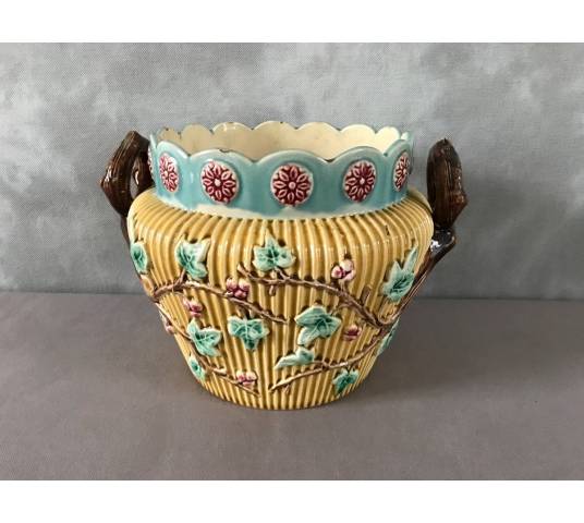 Cache pot en faience de Louvain d'époque 19 ème