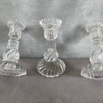 Three small glass stoppers in a hurry around 1900