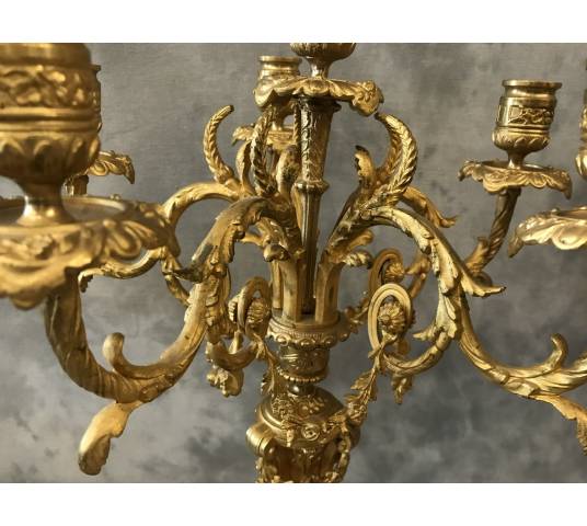 paire de candélabres en bronze doré d'époque 19ème-siècle