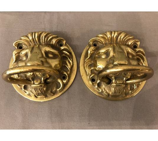 Deux belles têtes en bronze poli et vernis d'époque 20ème