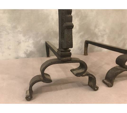 Iron-wrought iron Chenets of the 17th century