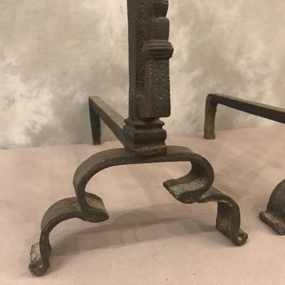 Iron-wrought iron Chenets of the 17th century