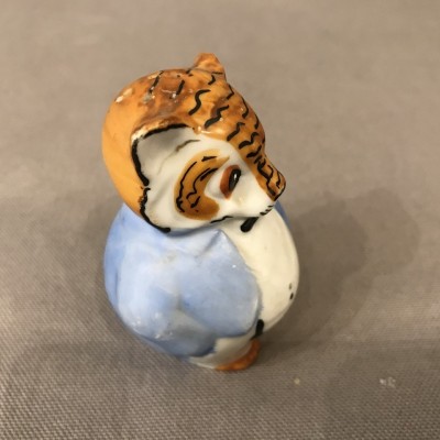 Chouette en salière en porcelaine Allemande d’époque 19ème