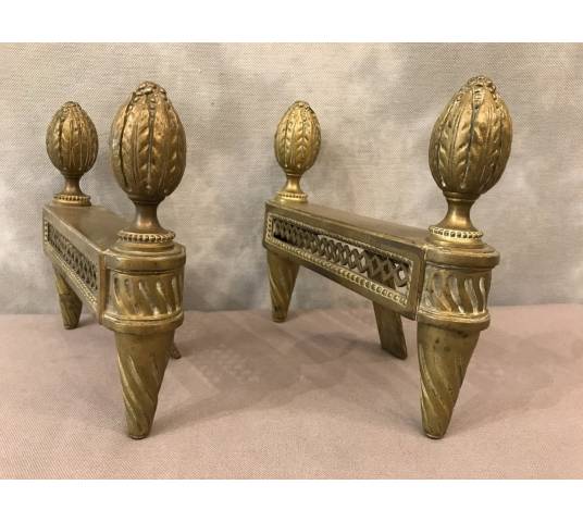Pair of small bronze channels of time Louis XVI 18 th