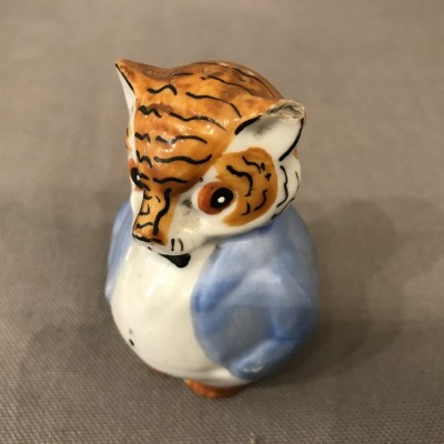 Chouette en salière en porcelaine Allemande d’époque 19ème