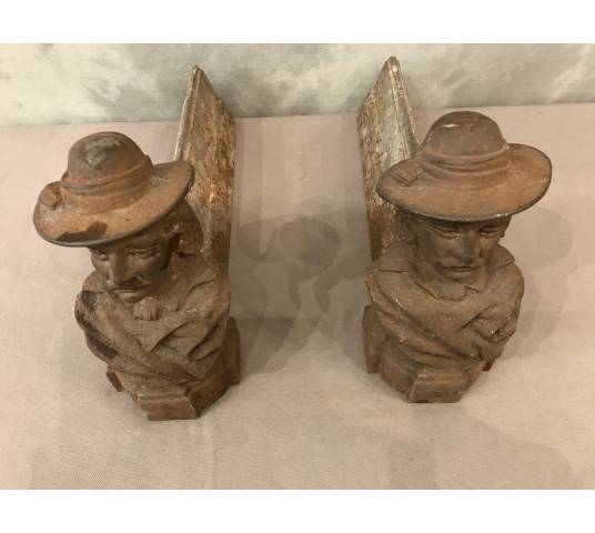 Pair of antique 19th century cast iron andirons