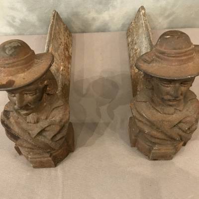 Pair of antique 19th century cast iron andirons