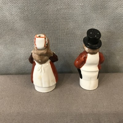 Salerons Couple de Lorrains sel et poivre en porcelaine d’époque fin 19 ème