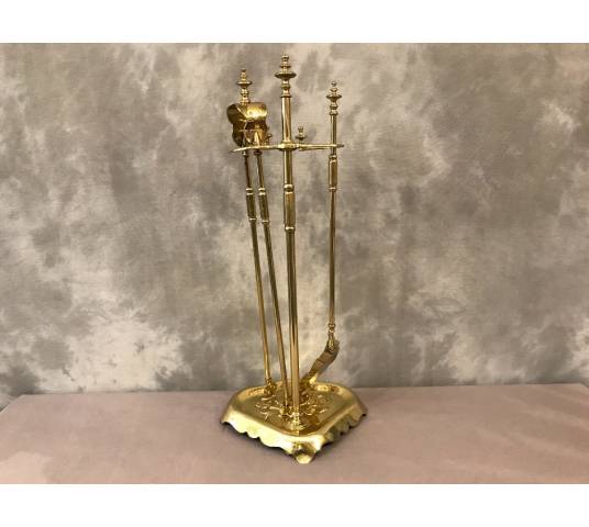 Servant of antique fireplace in vintage brass 19 th