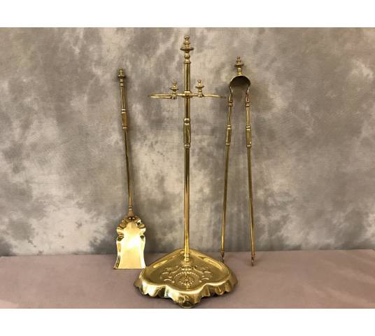 Servant of antique fireplace in vintage brass 19 th