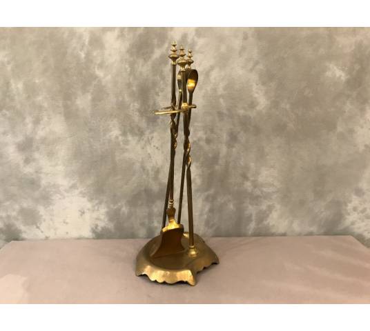 Servant of antique fireplace in vintage brass 19 th Louis Philippe