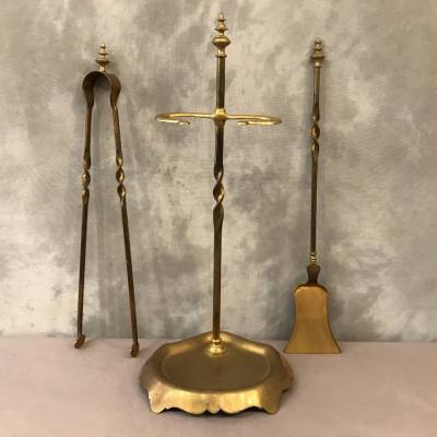 Servant of antique fireplace in vintage brass 19 th Louis Philippe