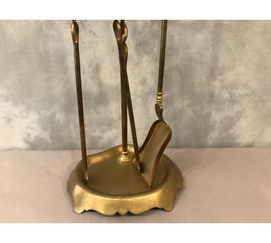 Servant of antique fireplace in vintage brass 19 th Louis Philippe