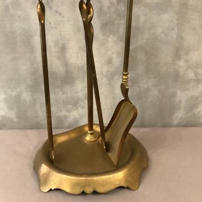 Servant of antique fireplace in vintage brass 19 th Louis Philippe