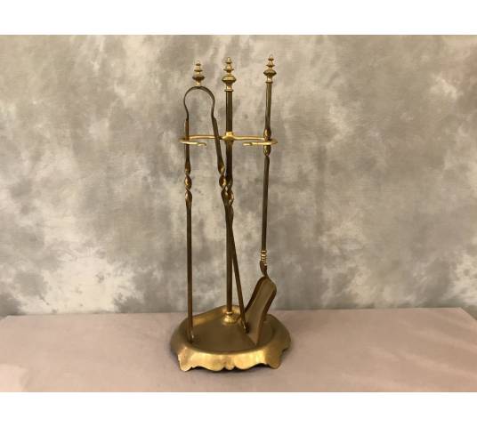 Servant of antique fireplace in vintage brass 19 th Louis Philippe