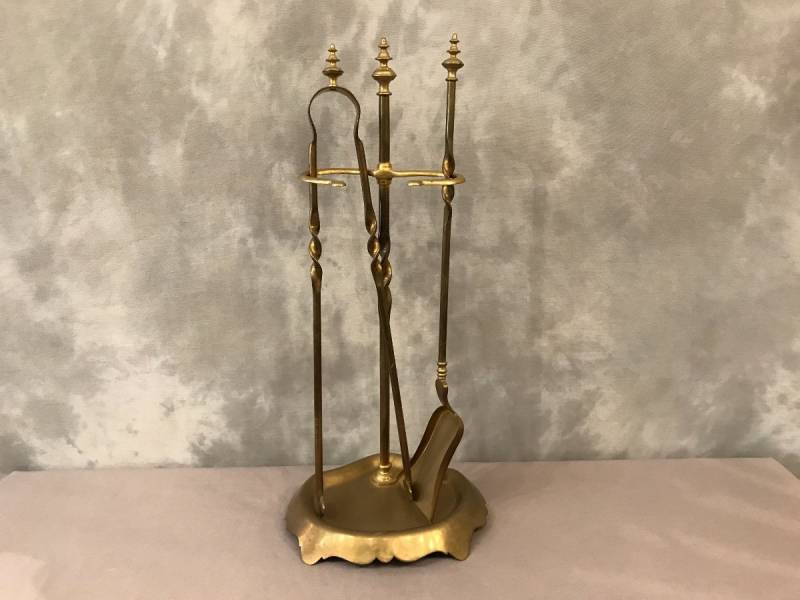 Servant of antique fireplace in vintage brass 19 th Louis Philippe