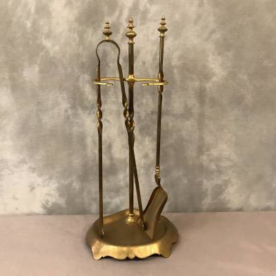 Servant of antique fireplace in vintage brass 19 th Louis Philippe