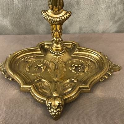 Serviteur de cheminée ancien en bronze poli d'époque - 19ème.