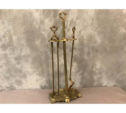 Servant of ancient fireplace in bronze and vintage brass - 19th century.