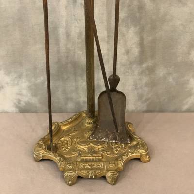 Servant of antique fireplace in bronze and period iron 19 th of the Louis XVI style