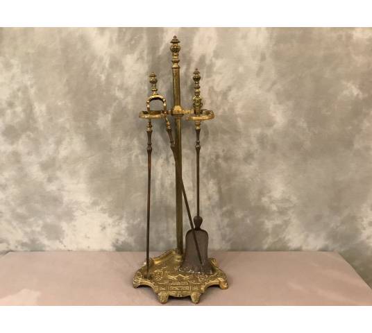 Servant of antique fireplace in bronze and period iron 19 th of the Louis XVI style