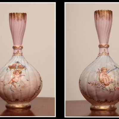 Beautiful pair of porcelain vases of period Limoges 19 th