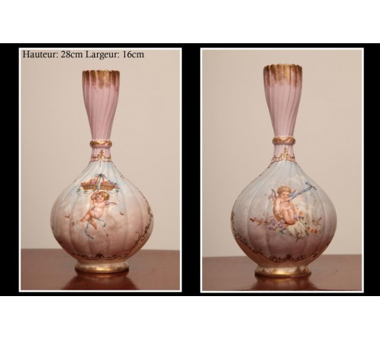 Beautiful pair of porcelain vases of period Limoges 19 th