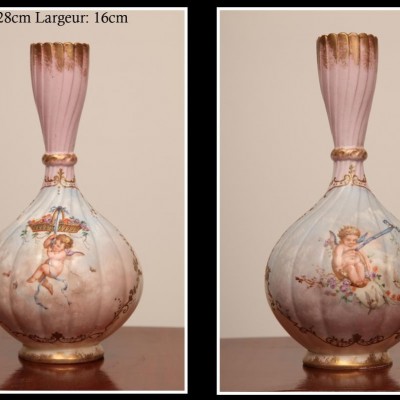 Beautiful pair of porcelain vases of period Limoges 19 th