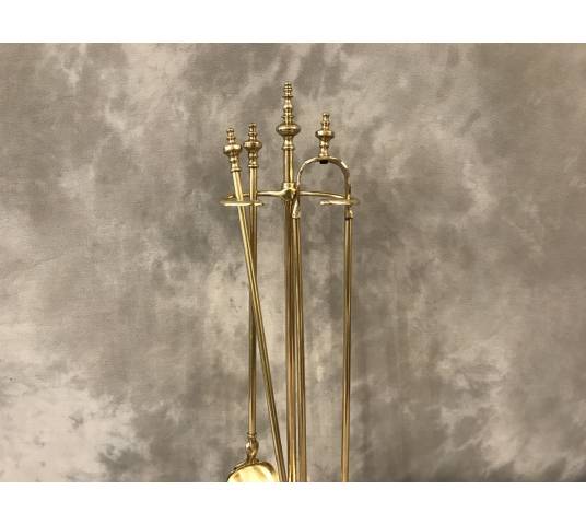 Servant of antique fireplace in vintage brass 19 th 3 rooms