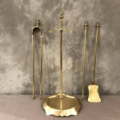 Servant of antique fireplace in vintage brass 19 th 3 rooms