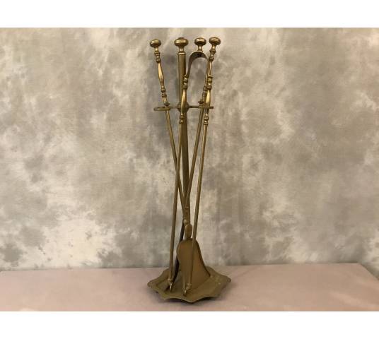 Servant of antique fireplace in vintage brass 19 th Restoration