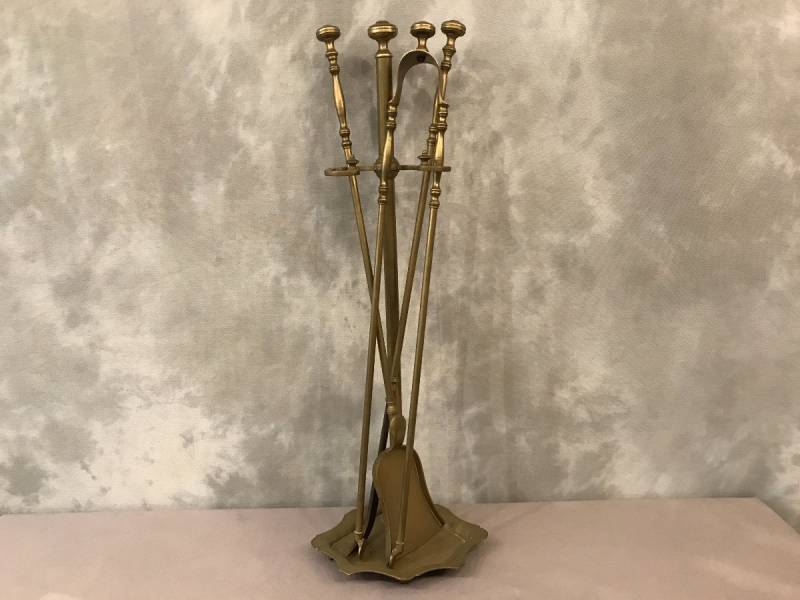 Servant of antique fireplace in vintage brass 19 th Restoration