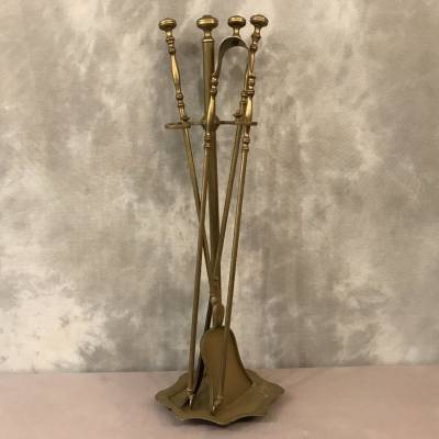 Servant of antique fireplace in vintage brass 19 th Restoration