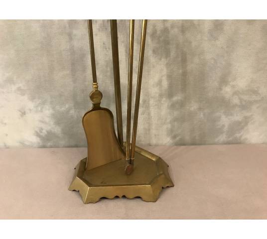 Servant of antique fireplace in vintage brass 19th