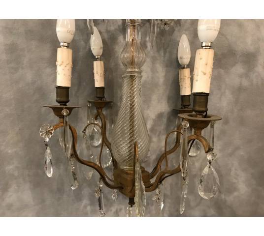 Small crystal chandelier with 4 light periods 19 th