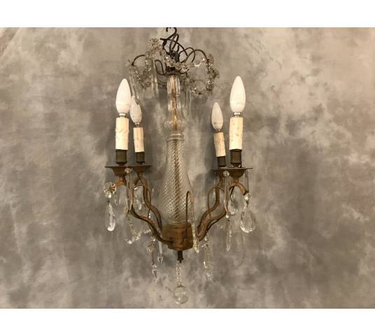 Small crystal chandelier with 4 light periods 19 th